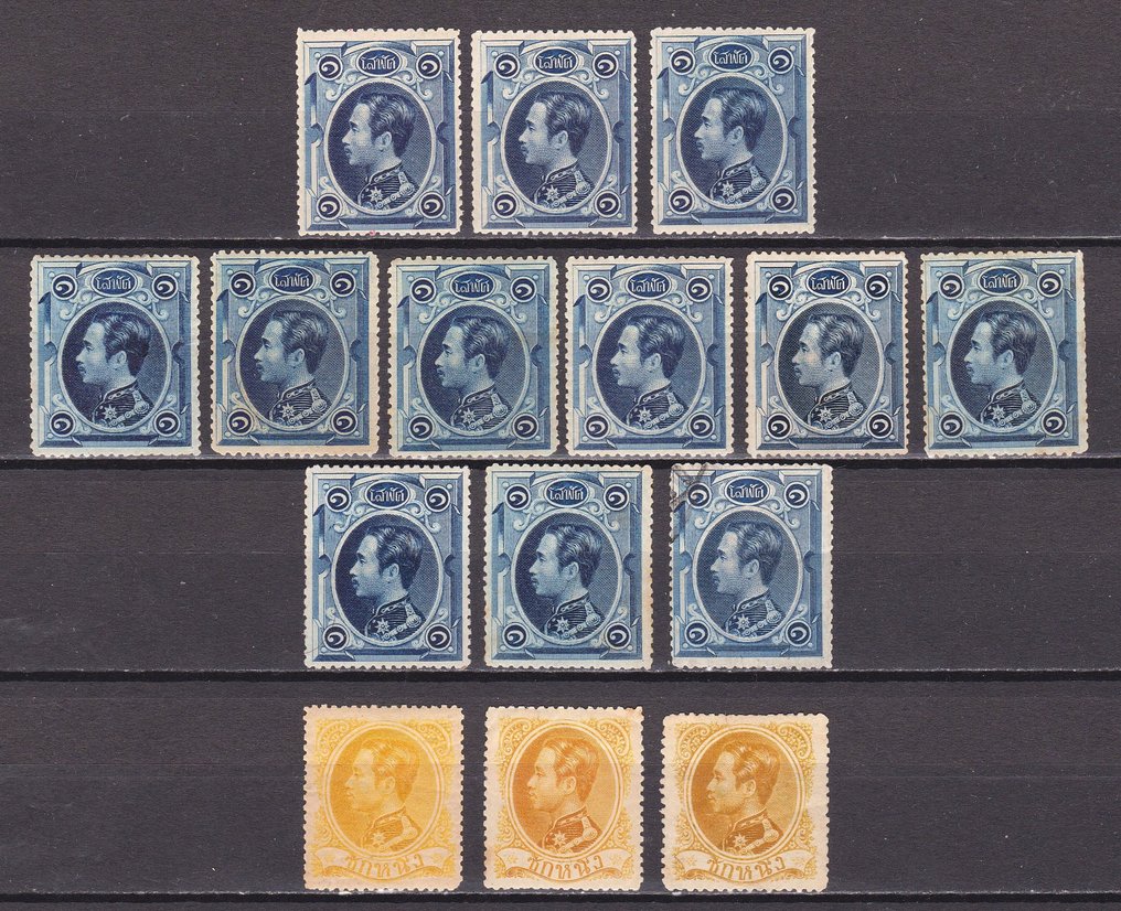 泰国 1883/1968 - 选择邮寄方式为航空邮件、加盖邮戳的邮票以及3组每组4枚的邮票。 #3.2