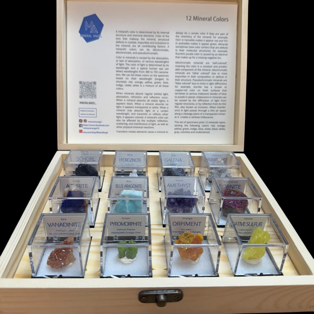 Gift the wonders of nature — the colors of minerals, a collection of 12 perfectly formed minerals. - Height: 21 cm - Width: 18 cm- 550 g #1.0