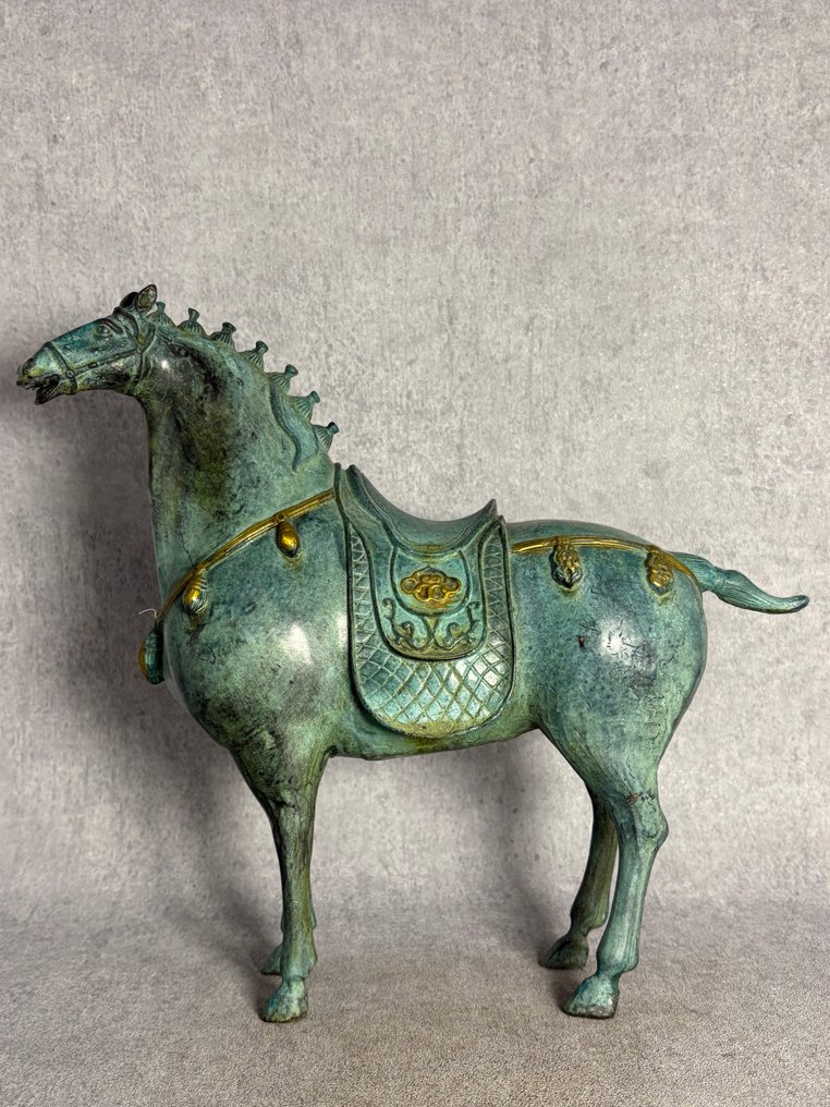 Duży posąg, koń w stylu Tang, 32 cm / 4 kg - Brązowy - Chiny - Late 20th century #3.2