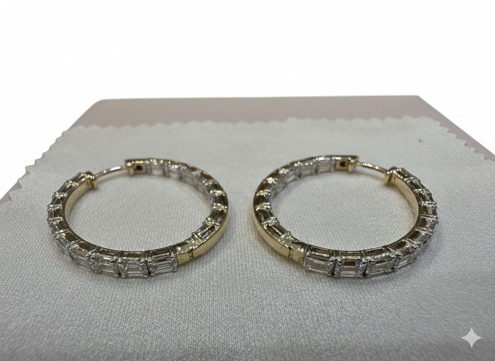Kreolen - 18 kt Gelbgold - 5.48ct. tw. Diamant (Laborgezüchtet (Lab Grown)) - In & Out Hula Hoop Ohrringe #4.3