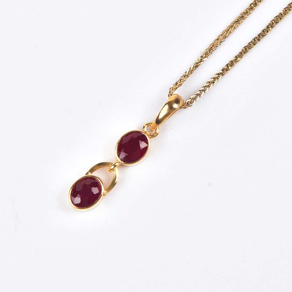 Sem preço de reserva - Colar com pingente - 18 K Ouro amarelo - Ruby - Certified #3.2