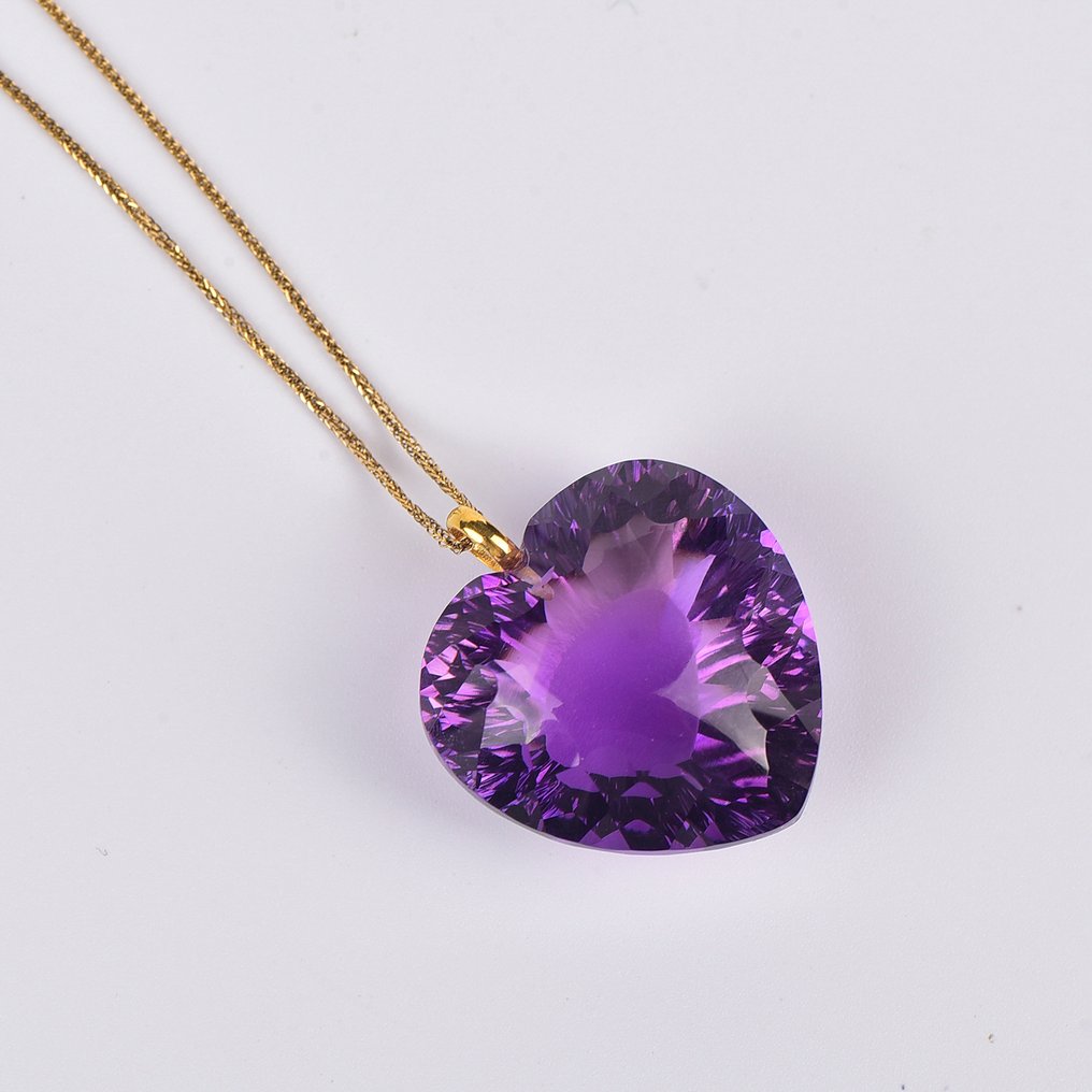 Sans prix de réserve - Collier avec pendentif - 18 carats Or jaune Améthyste - ALGT certifié #3.2