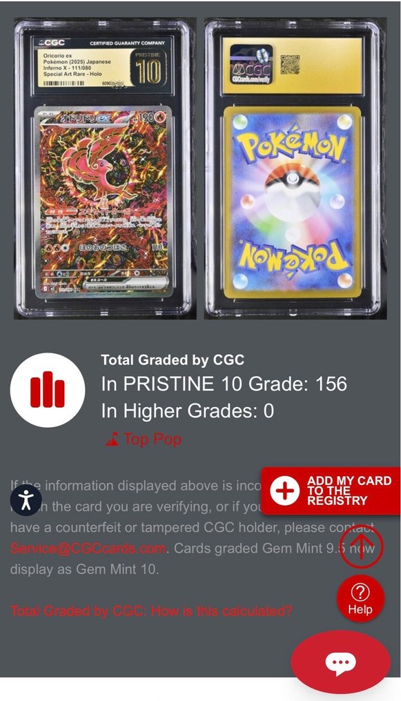 Pokémon Graded card - Oricorio ex 111/080 Full art, Foil, Alternate art - CGC Pristine 10 - Scarlet & Violet - Inferno X - Graded card + signature on slab #2.1