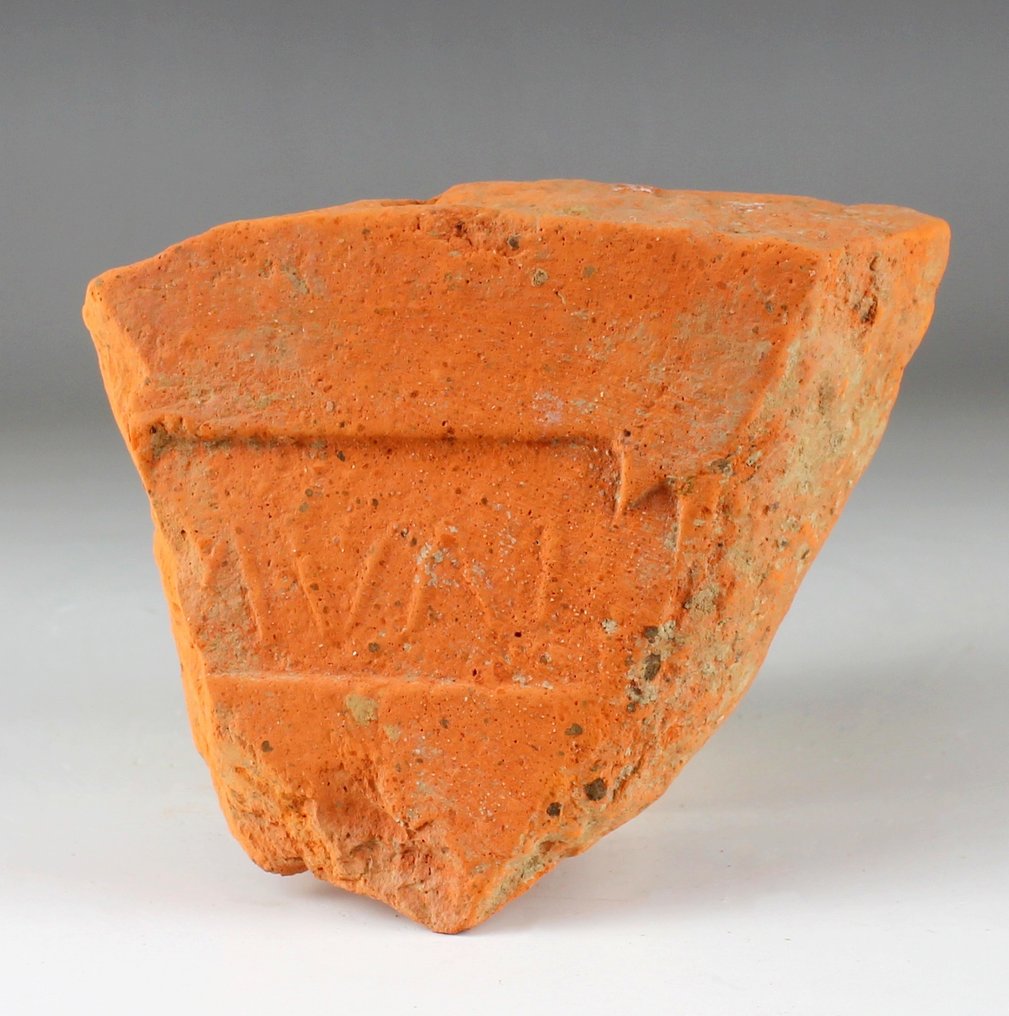 Ancient Roman Pottery Tile with inscription '-VAL' inside a tabula ansata #1.0