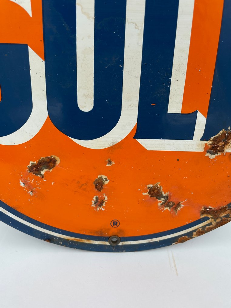 Gulf - Gasoline - Gulf Emaille-Tafel / Metall 30 cm - Schild - Emaille, Metall #4.3