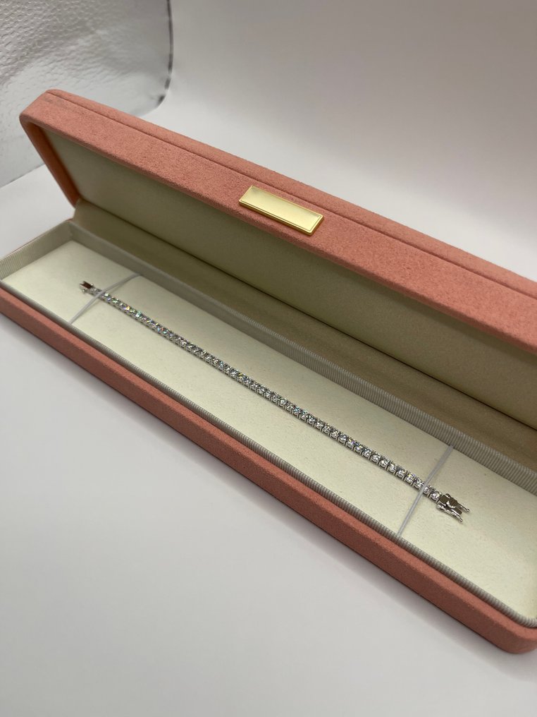 没有保留价 - 网球手链 - 18K包金 白金, 白金 -  5.95ct. tw. 钻石 (实验室培育) #1.0