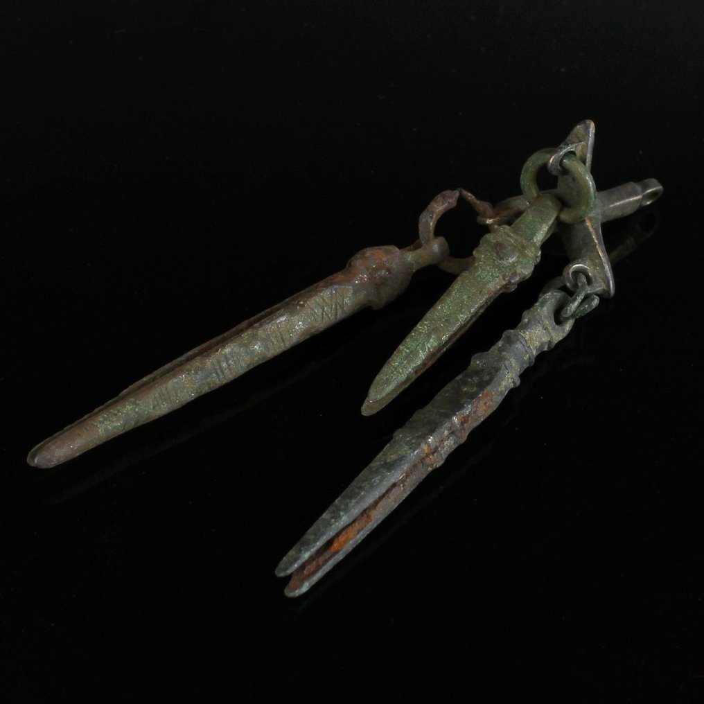 古羅馬 青銅色 镊子套装（3件），罕见 #1.0