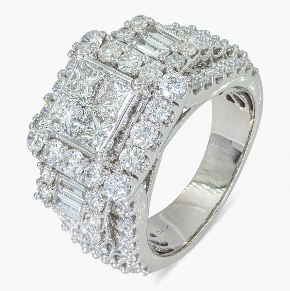 沒有保留價 - 戒指 - 14 克拉 白金, 人力資源開發 -  3.35ct. tw. 鉆石 (天然) #1.0