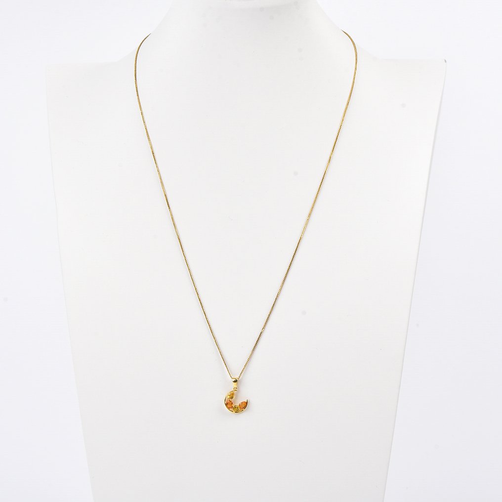 沒有保留價 - 吊墜頸鏈 - 18 克拉 黃金 - 蓝宝石 - 认证 #1.0