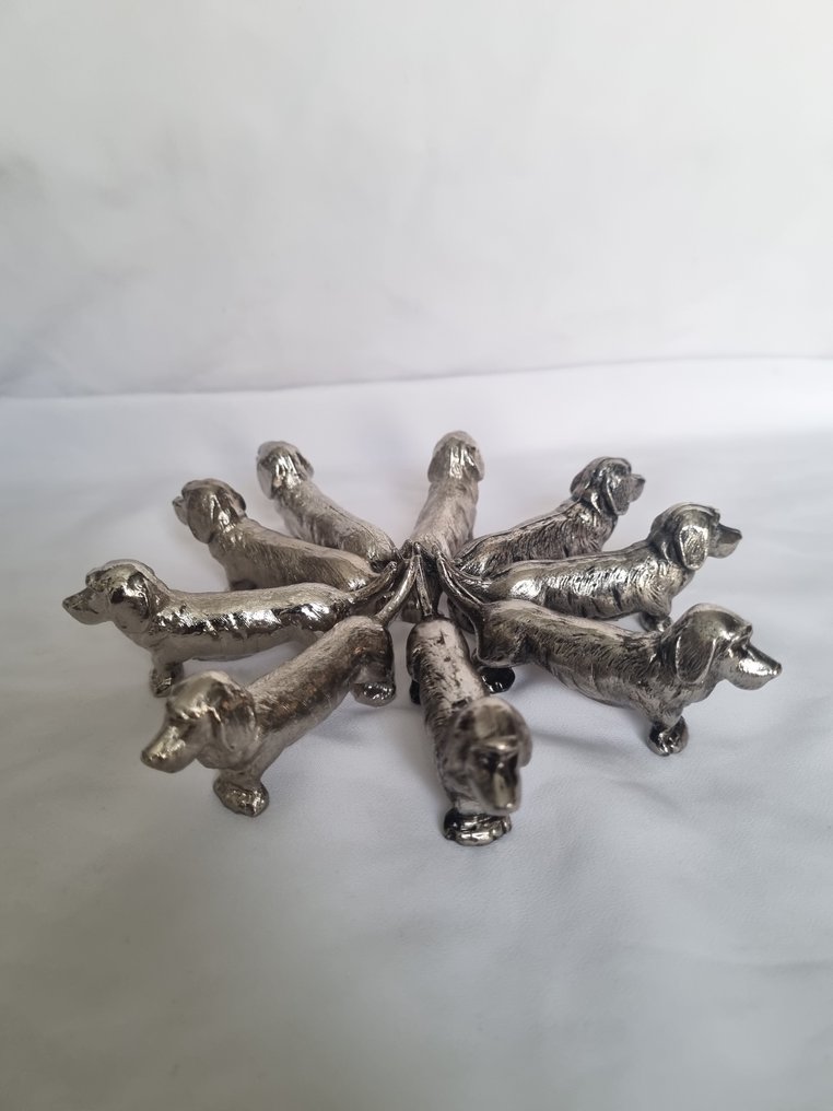 Stojak na noże (9) - chien teckels - srebro metaliczne - Psy teckle #2.1