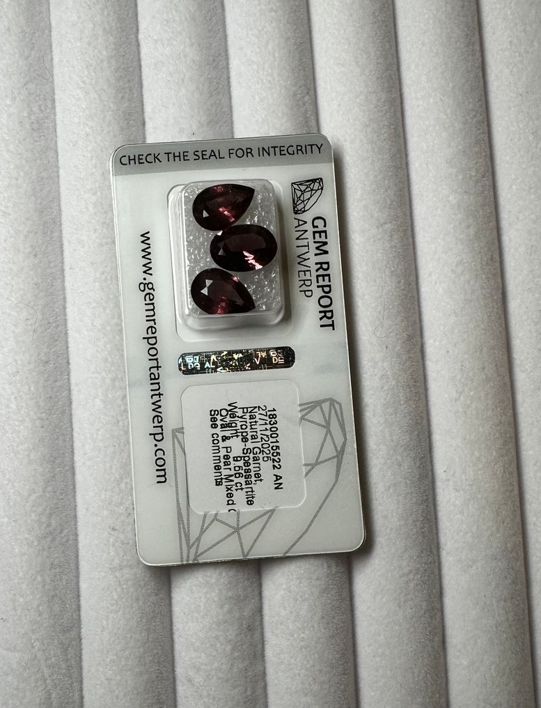 3 pcs Πορτοκαλί, Ροζ, Δίχρωμο Γρανάτης - 9.56 ct - Gem Report Antwerp (GRA) #2.1