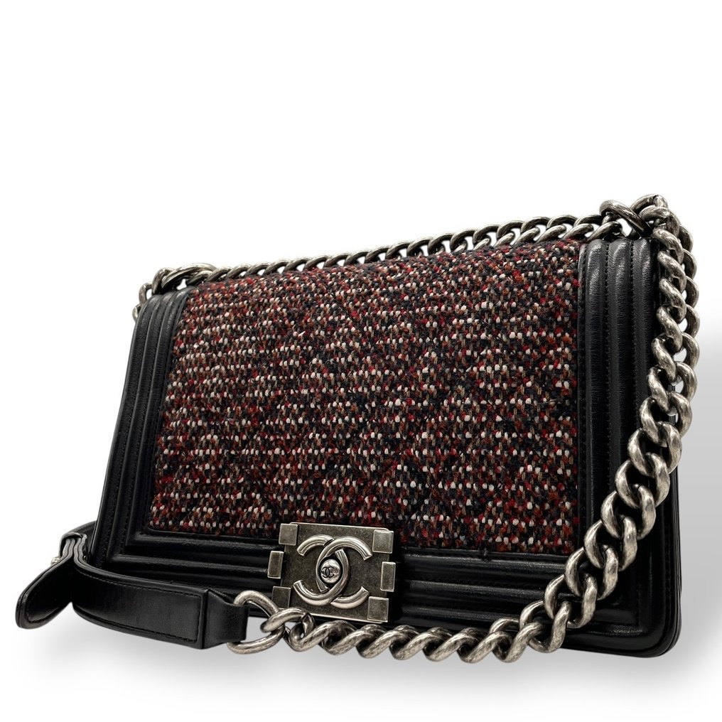Chanel - Boy Chanel Tweed and Leather Chain Shoulder Bag with CC - Τσάντα ώμου #1.0