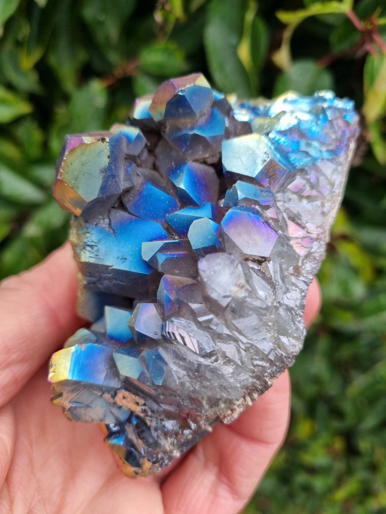 Cristallo di quarzo aura di titanio molto grande Cluster di cristallo - Altezza: 100 mm - Larghezza: 70 mm- 310 g #2.1