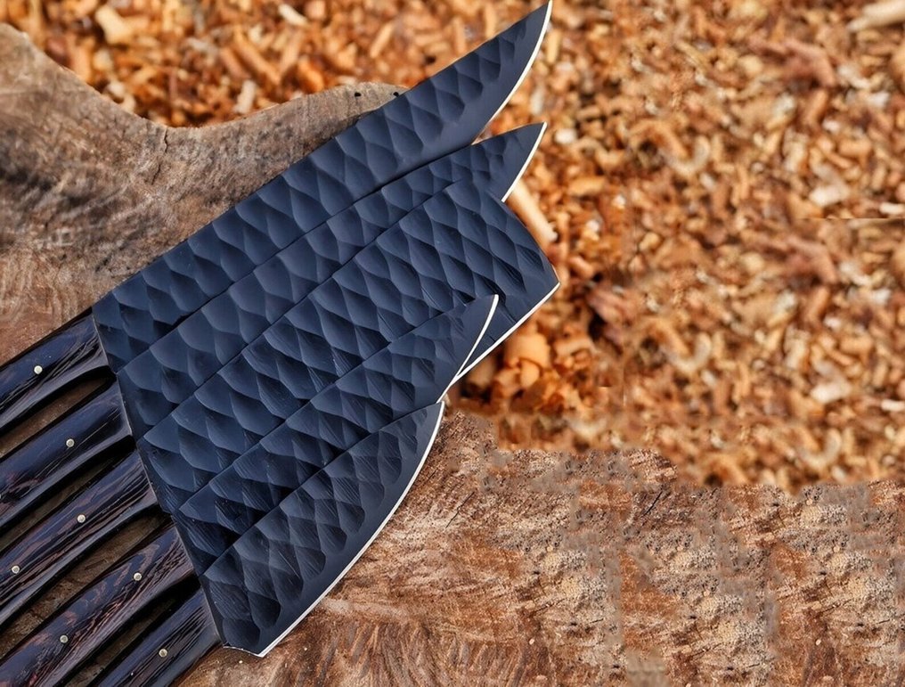 Chef knife set - 厨刀 - Chef's knife -  手工制作的厨房厨师刀风格，类似日本烹饪刀具 - 鸡翅木, 山羊皮 - 英国 #4.3