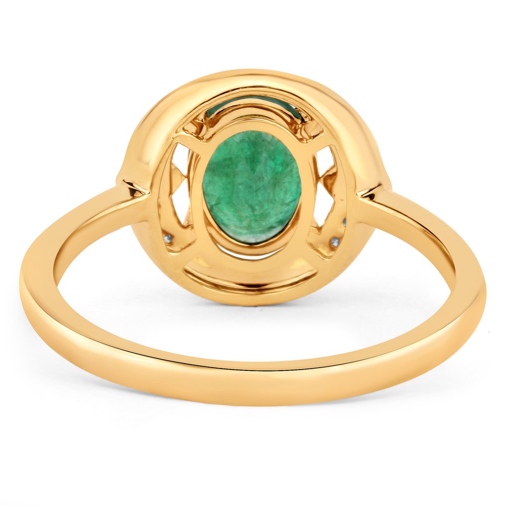 Ring - 14 karat Gull -  0.97ct. tw. Smaragd - Diamant #2.1