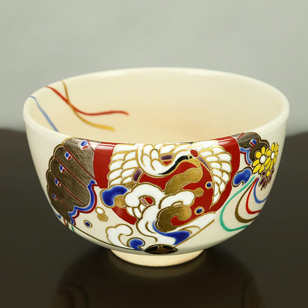 Miyagawa Koun Ⅱ 二代目宮川香雲 (b1938) - Μπολ - Αγγειοπλαστική - Κούπα τσαγιού Wave Crane #1.0