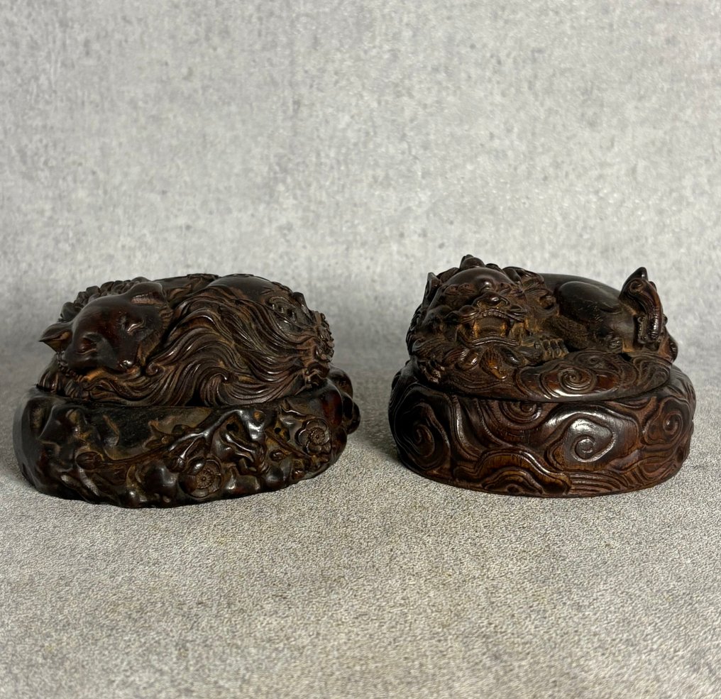 Deux brûleurs d'encens - Bois dur - Chine - XXe siècle #1.0