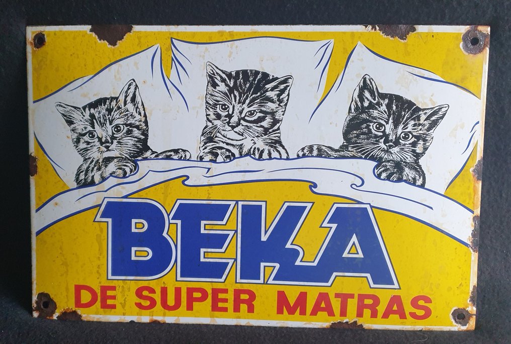 Beka 30 x 20 cm - En liquidation, un BEKA DE SUPER MATRAS - Enseigne en émail - Émail, Acier #1.0