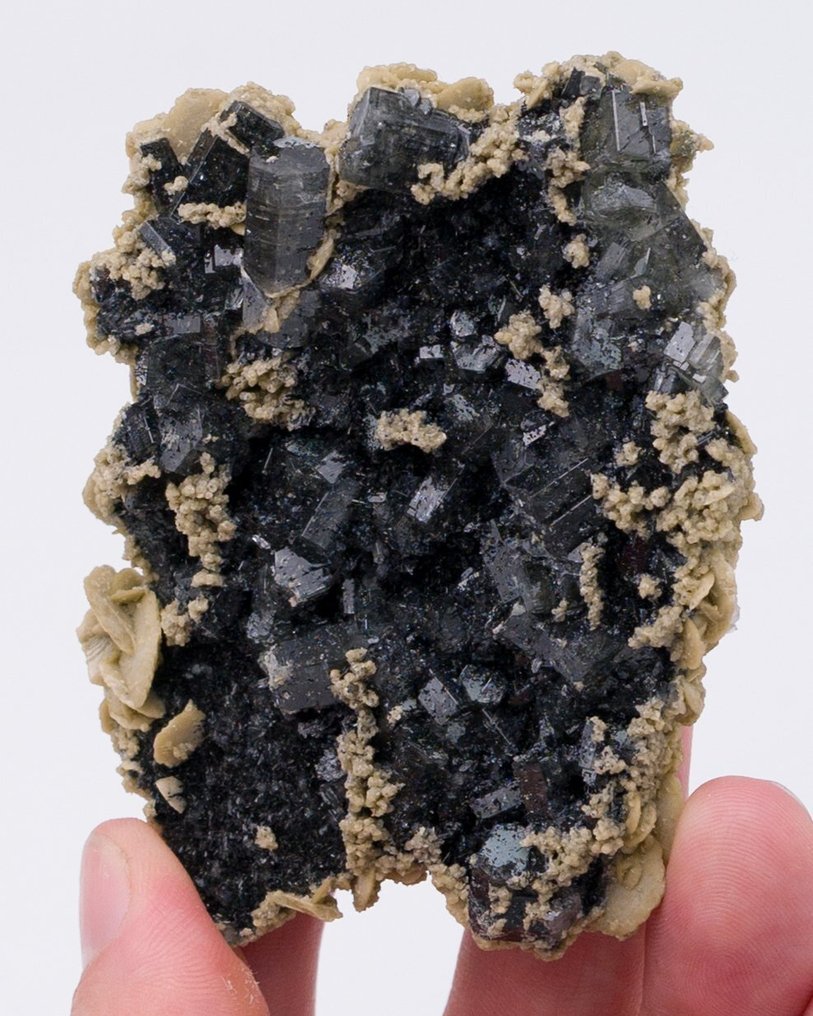 VERY RARE FLUORAPATITE crystals with TOURMALINE inclusions - Height: 7.5 cm - Width: 5.9 cm- 77 g - (1) #3.2