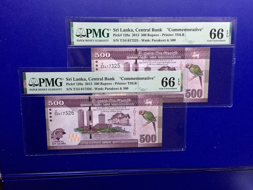 Ceilão. - 2 x 500 Rupees 2013 - Pick 129a - consecutive (Sem preço de reserva) #2.1