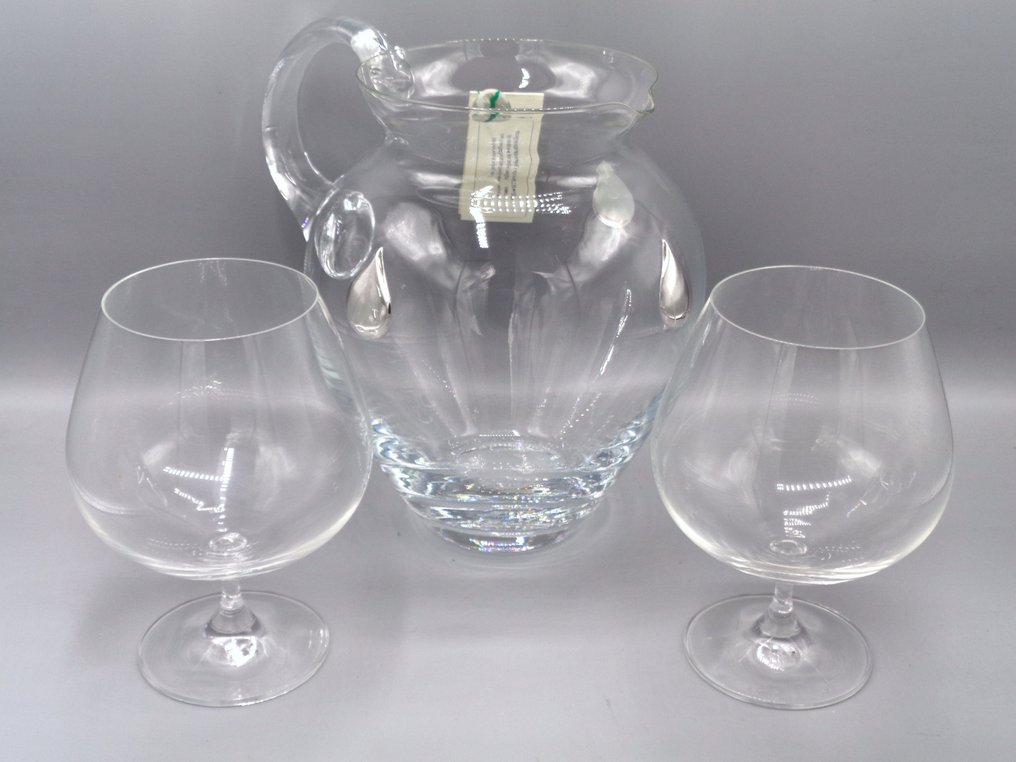 PG-MIANI Argenteria - Pitcher (3) - .925 silver, and blown glass - plus 2 tasting glasses #1.0