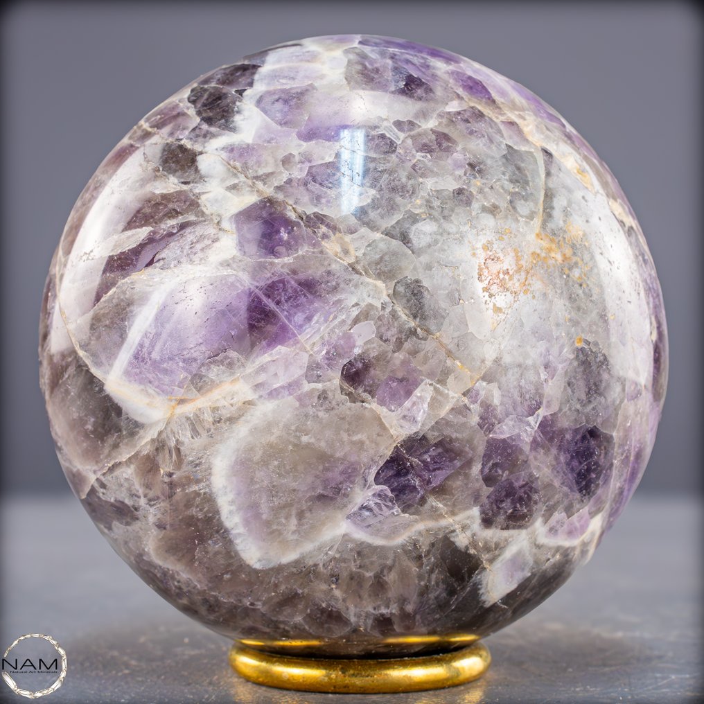 Natural Chevron Amethyst sphere – A fascinating interplay of light, structure, and depth.- 1367.65 g #1.0