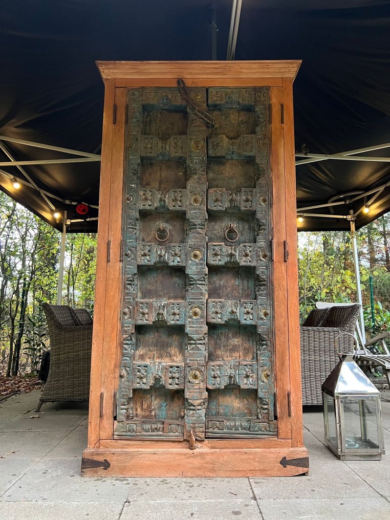 原装Almirah衣柜配有古老的印度门 - 木 - 印度 - 20世紀初 #1.0