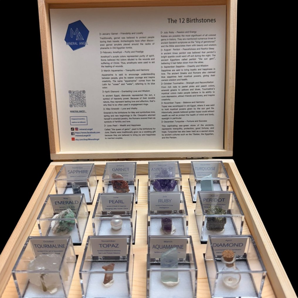 The perfect gift! -> The minerals of the twelve months of the year, a collection of 12 perfectly - Height: 21 cm - Width: 18 cm- 500 g #1.0