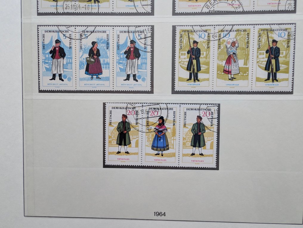 DDR 1964 - Volkstrachten II - komplette Zusammendruckserie - Gestempelt - 1074-1079 #2.1