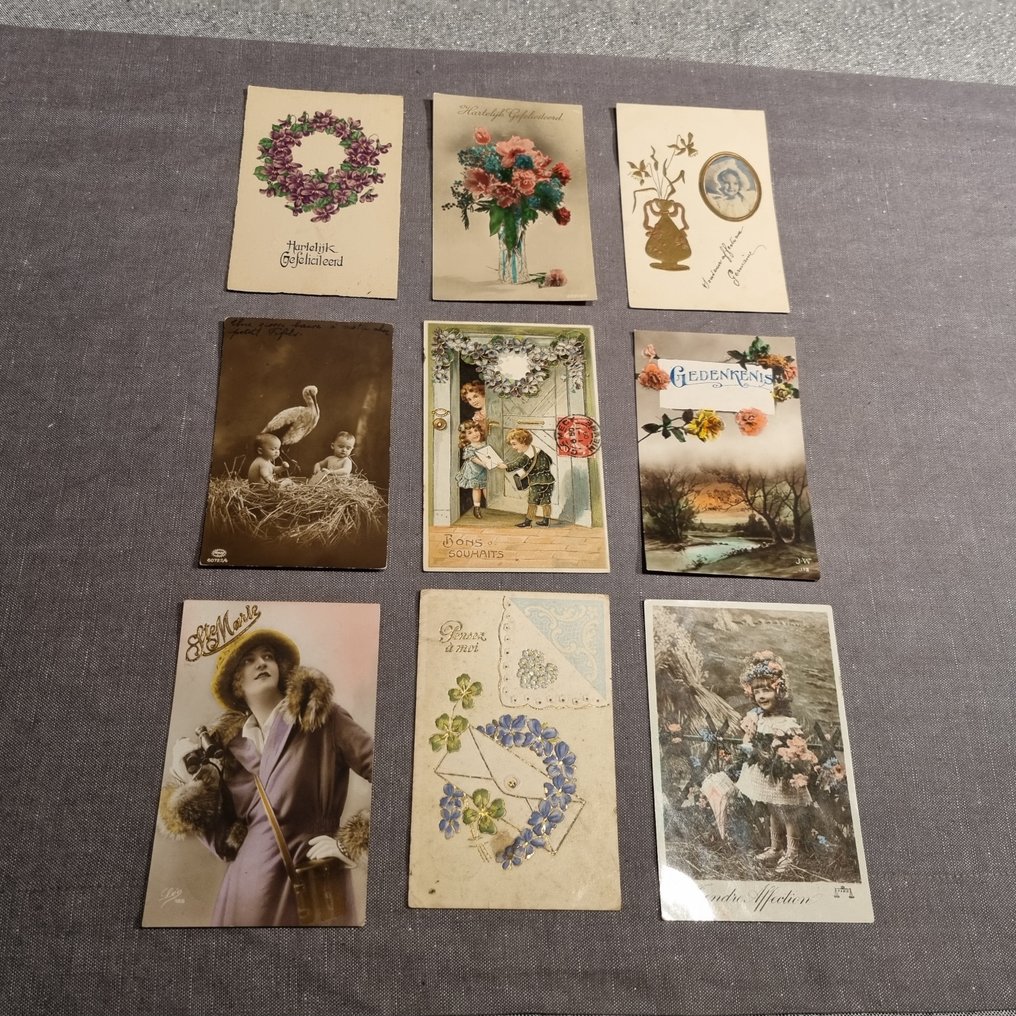 比利時, 荷蘭 - 幻想 - 生日 / 愿望 - 狗 - 马 - 明信片 (140) - 1900-1990 #4.3