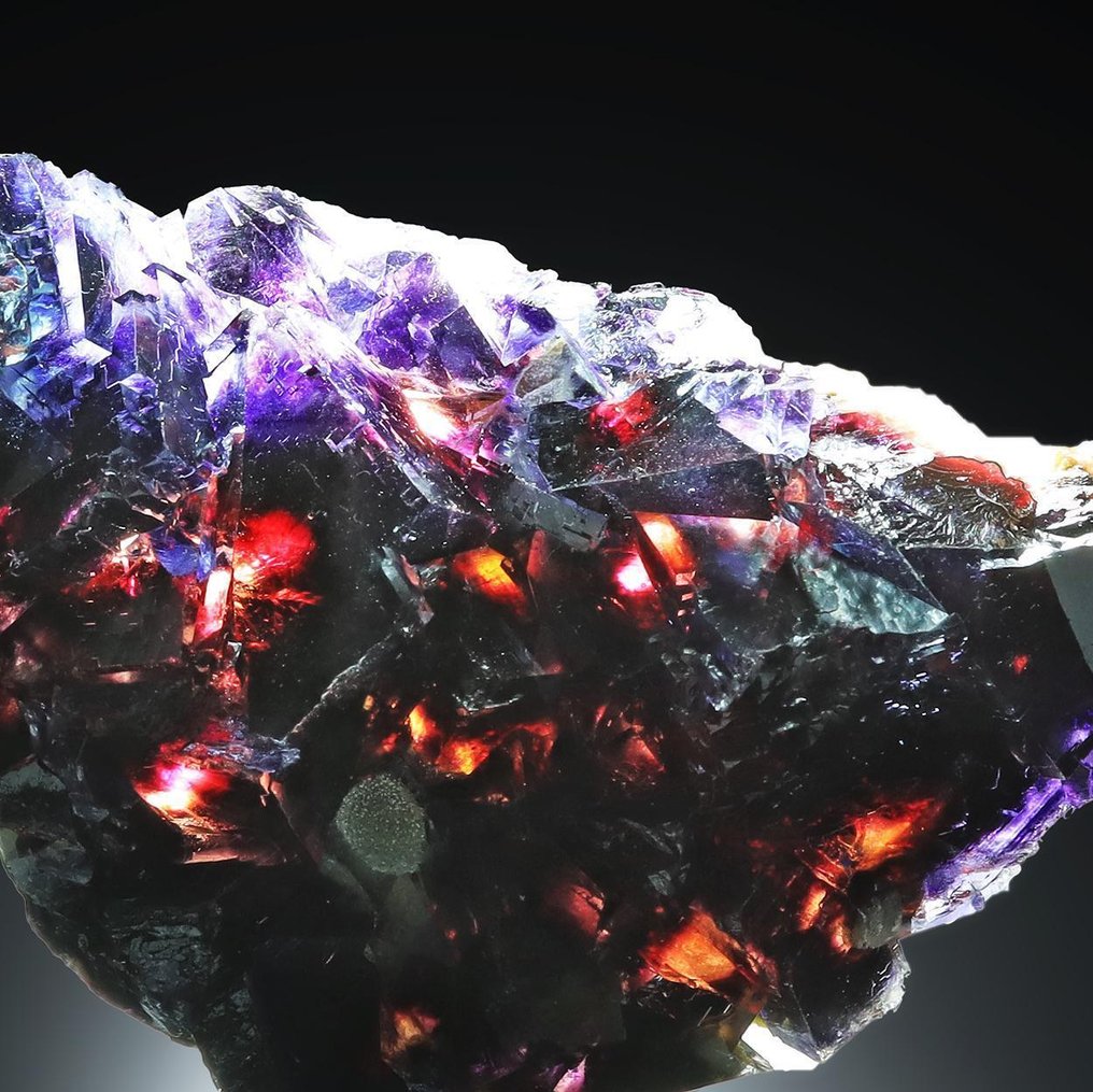 Nessuna riserva! 190 g di splendido cristallo di fluorite rossa e viola da Yindu, Mongolia Interna, Cluster di cristallo - Altezza: 10 cm - Larghezza: 6.4 cm- 190 g #2.1