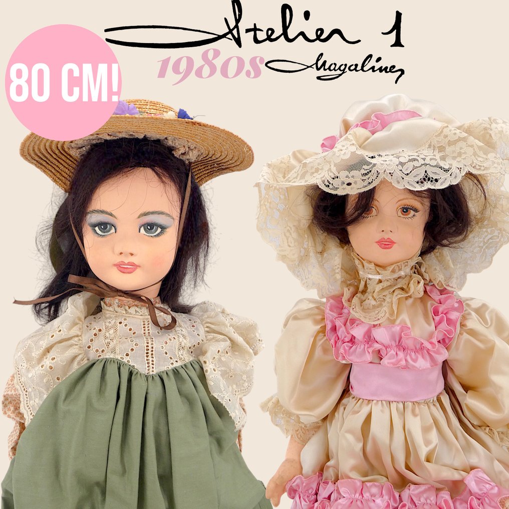 Atelier 1 Magaline - 80 CM  - Baba 2x in Porcellana della Collezione "Magaline Style" - RARE, ORIGINAL - OUT OF STOCK - In Original Box - 1850-1900 - Olaszország #1.0