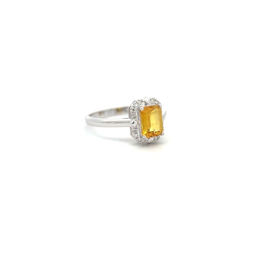 Δαχτυλίδι - 14 καράτια Λευκός χρυσός -  1.20ct. tw. Ζαφείρι - Διαμάντι #1.0