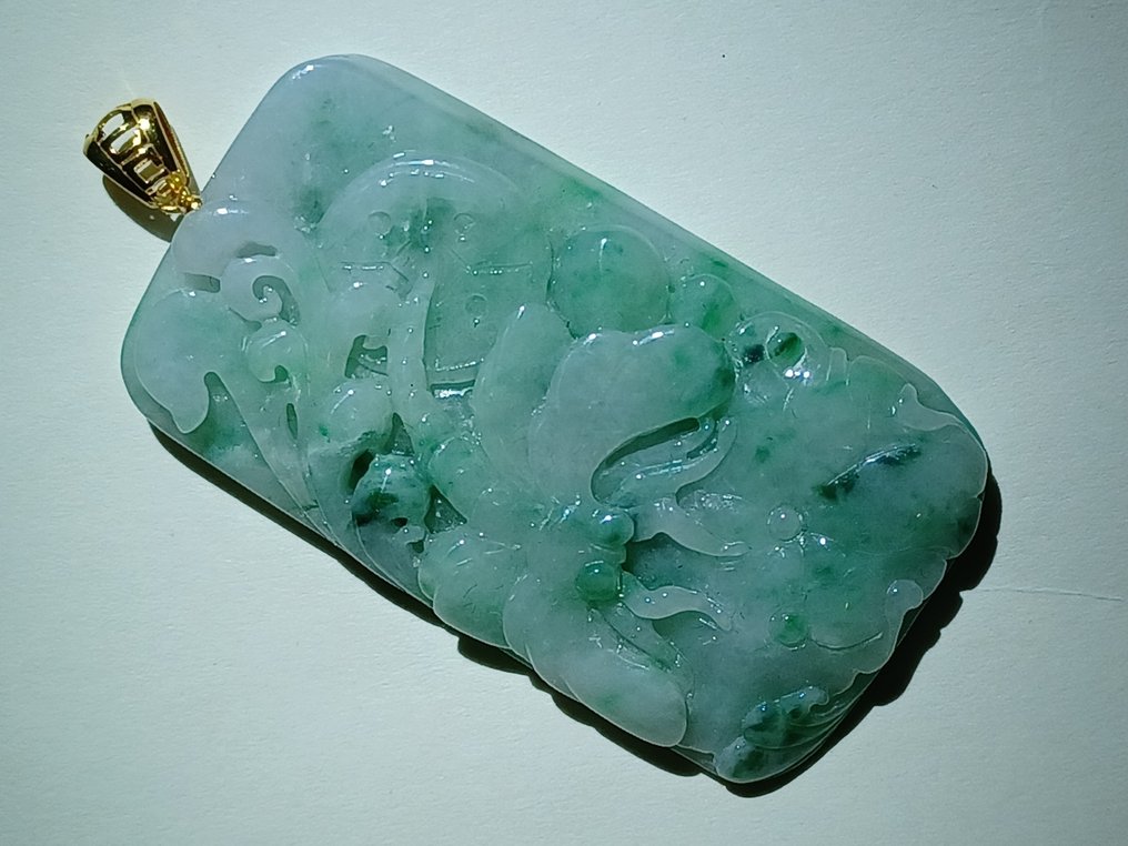 Πιστοποιημένο με NGTC υψηλής ποιότητας κρεμαστό από Βιρμανικό jadeite. - Κρεμαστό κόσμημα #1.0