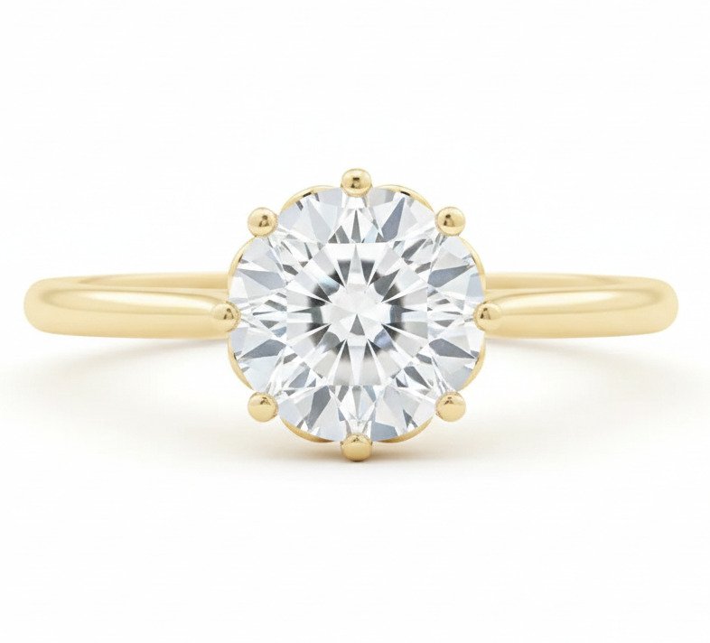 Ring - 14 karaat Geel goud -  4.01ct. tw. Diamant (Lab-grown) #1.0