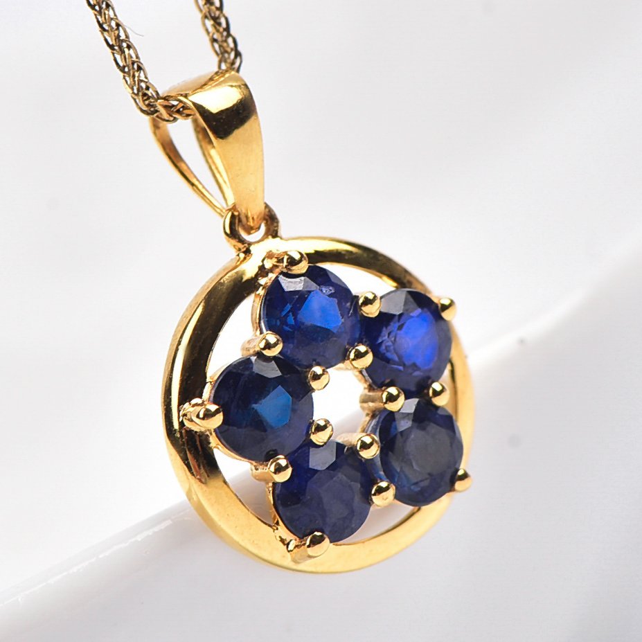 没有保留价 - 吊坠项链 - 18K包金 黄金 - Sapphire - 认证 #3.2