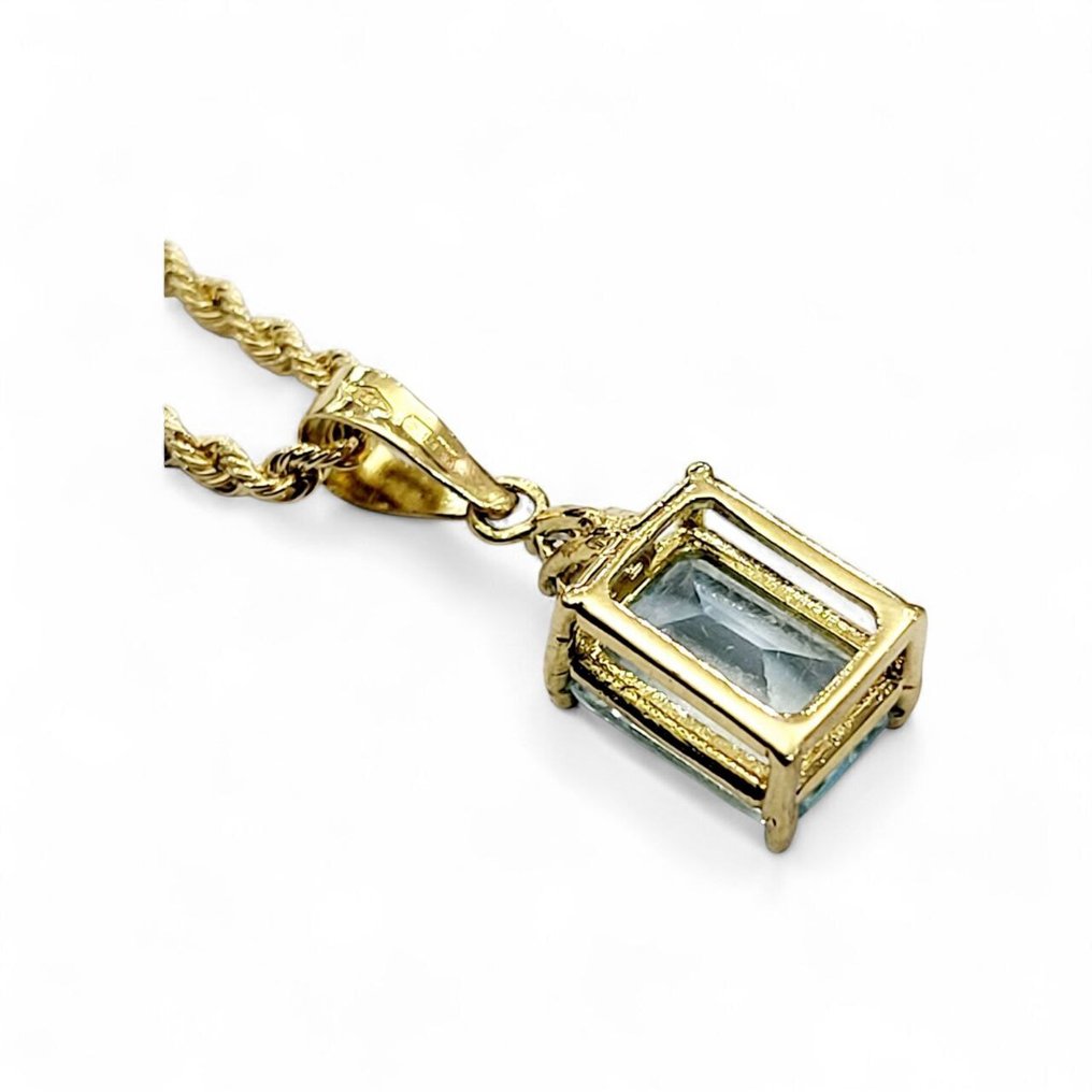 吊坠项链 - 18K包金 黄金 -  1.89ct. tw. 海蓝宝石 - 钻石 - 意大利制造 #4.3