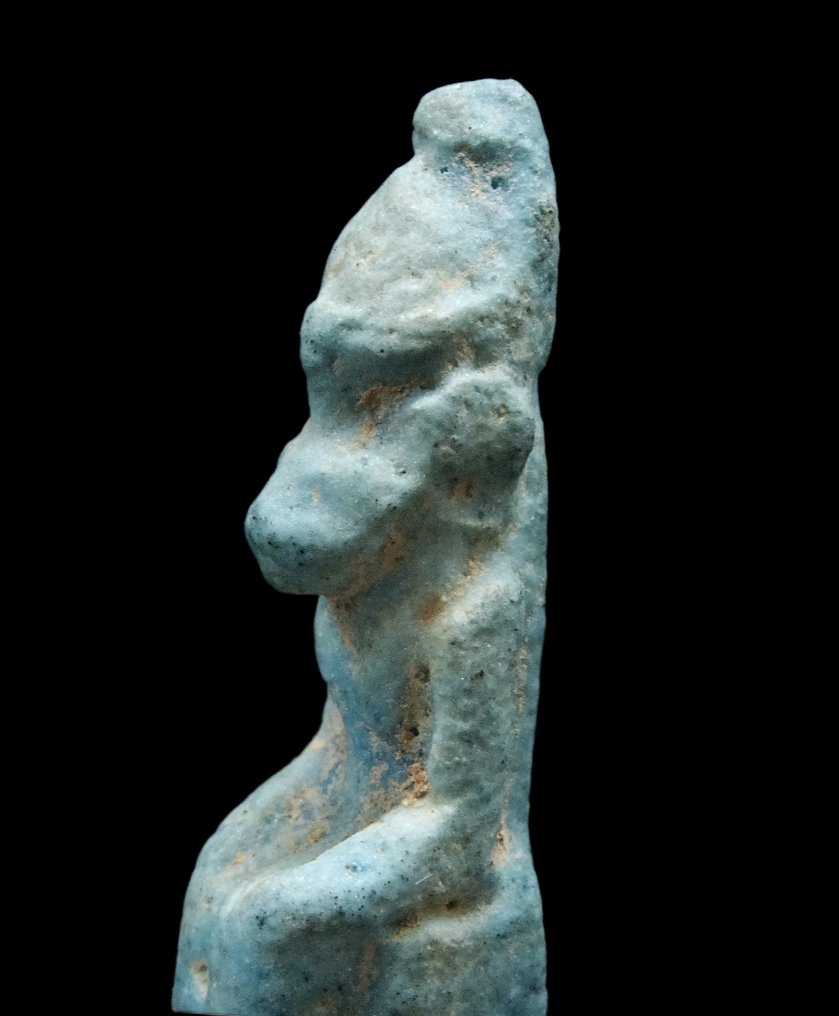 Egiptul Antic - Amuletă mare - Sekhmet înfășurată în Pschent! - Noua Regat 1580 / 1077 î.Hr. #3.2