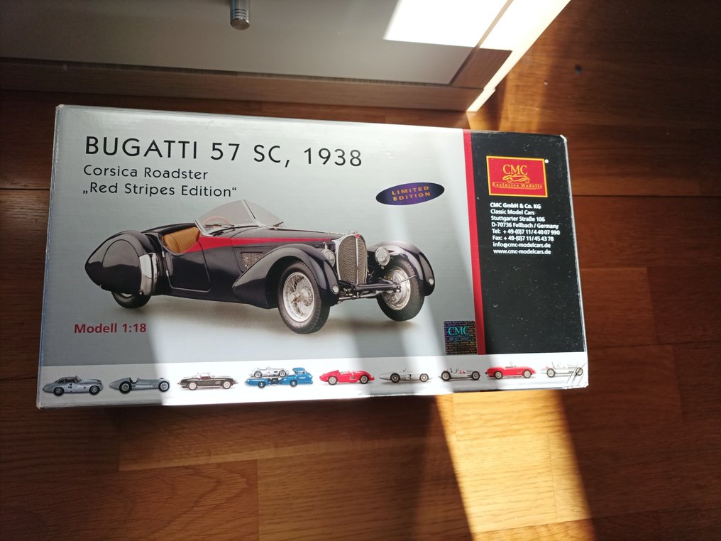 CMC 1:18 - 模型車 - Bugatti 57 SC - 红色条纹版 #2.1