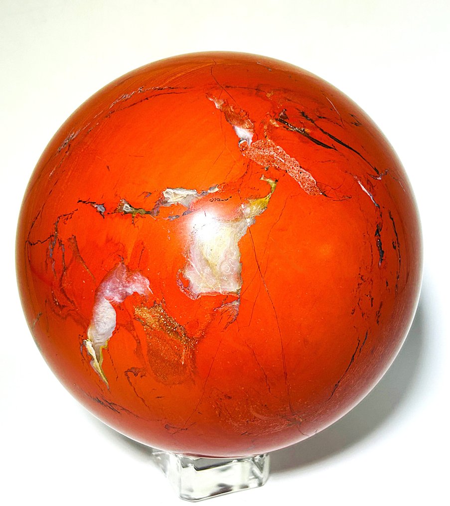 Huge South African Red Jasper Sphere Deep Vibrant Red with Natural Veining | Ø 132mm- 3342 g - (1) #1.0