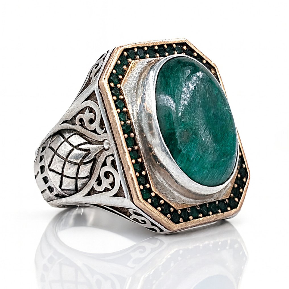 Utan reservationspris - Ring Silver - Byzantine Style Amazonite #1.0