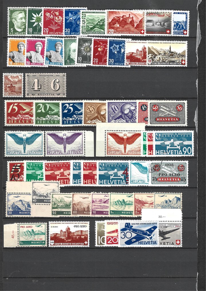Switzerland - Switzerland collection of new, complete stamps from the period 1930 - 1944, catalog value €2,322 - UNIFICATO #1.0