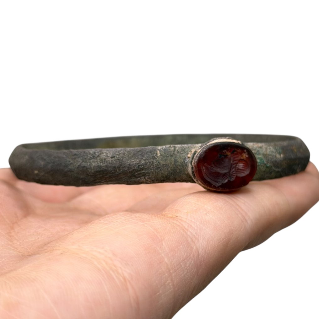 Αρχαία Ρωμαϊκή Μπρούντζος Μπανγκλ - Αντίγραφο King Intaglio  (χωρίς τιμή ασφαλείας) #2.1