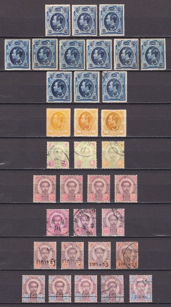 泰国 1883/1968 - 选择邮寄方式为航空邮件、加盖邮戳的邮票以及3组每组4枚的邮票。 #2.1