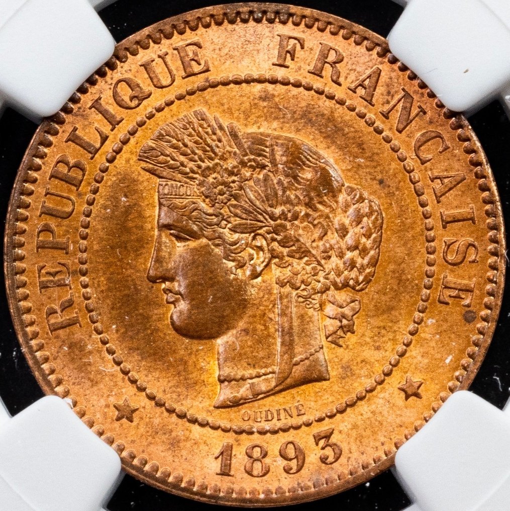 Γαλλία. 5 Centimes 1893-A Ceres. NGC MS63RB (χωρίς τιμή ασφαλείας) #2.1