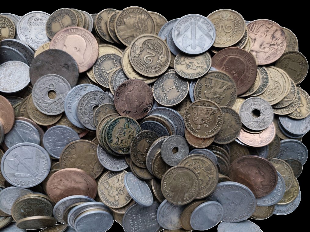 Franciaország. Lot of ± 1.7 Kg of old coins - different dates (Nincs minimálár) #2.1