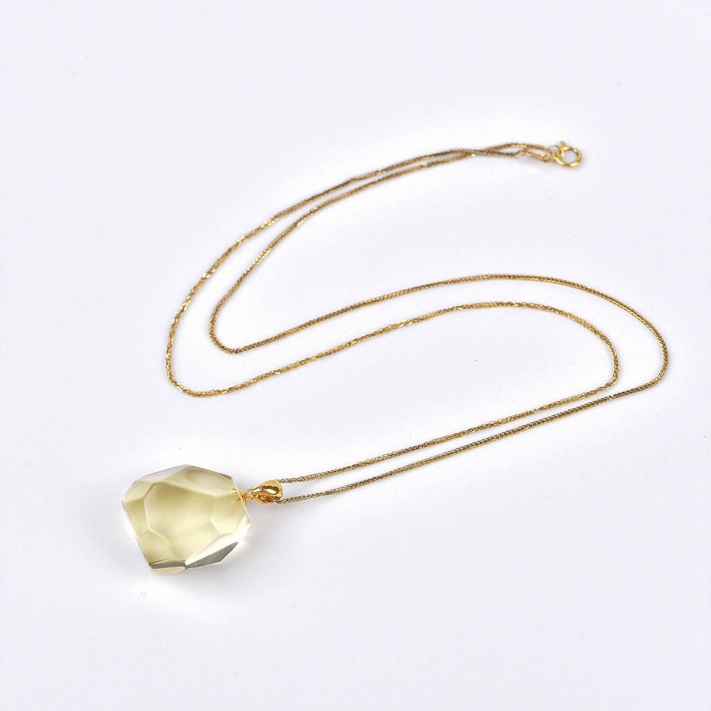 Sans prix de réserve - Collier avec pendentif - 18 carats Or jaune Citrine - ALGT certifié #1.0
