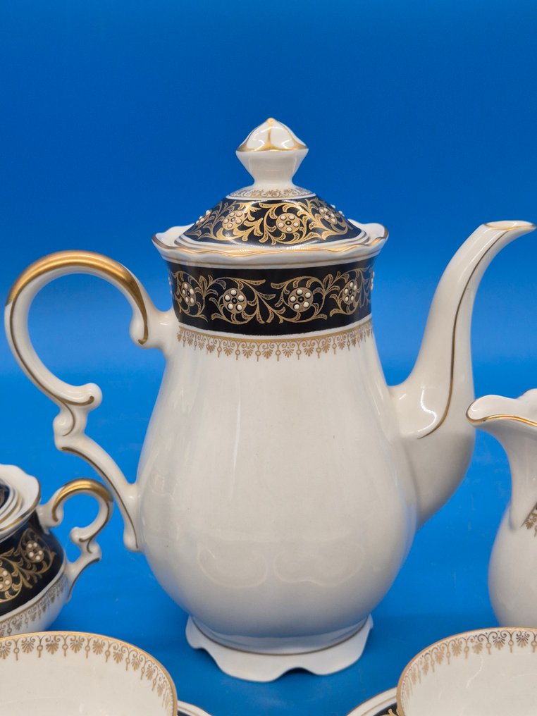 Witterteich Bavaria – Kaffeeservice mit Kobaltblau und Golddekor – U.S. Zone, Porzellan - 咖啡套装 - 瓷 #1.0