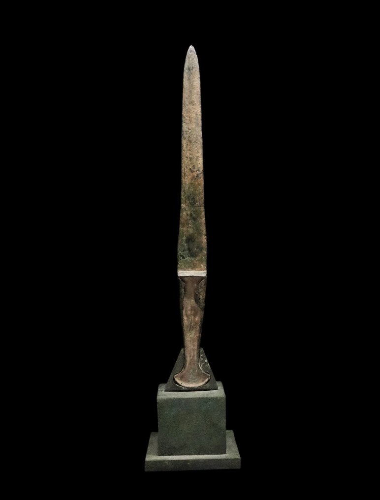 Δυτικά Ασιατικά Ξίφος ή μεγάλο μαχαίρι από μπρούντζο με λαβή σερβιρισμένη με ενθέσεις - Εξετασμένη από τον Laurent #1.0