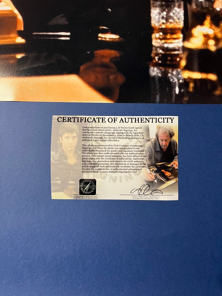 Scarface, Al Pacino (Tony Montana) - Signed in Person - with Authentic Signings Certificate - Autograph, photo #2.1